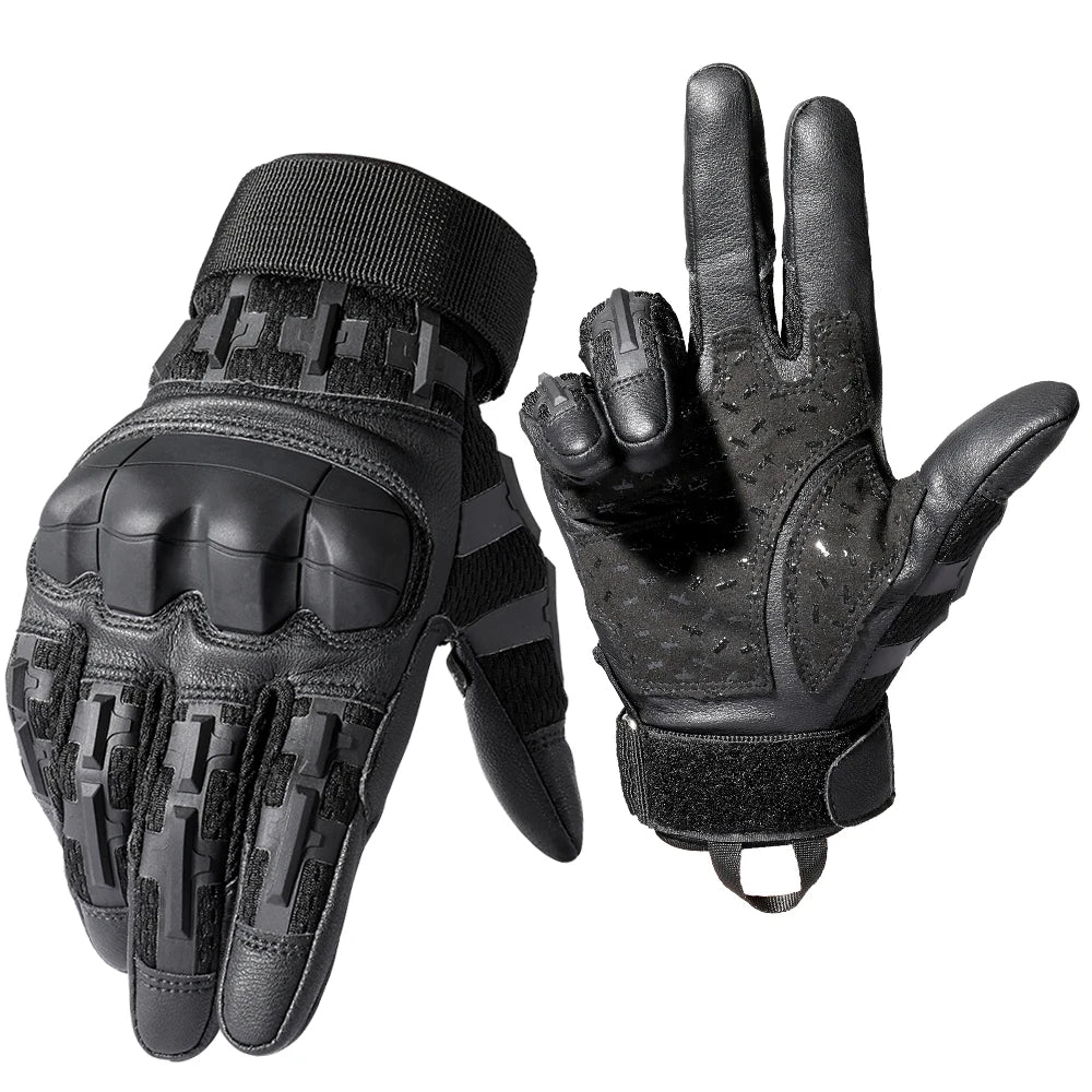 Tactical Full Finger Gloves TouchScreen PU Leather Combat Shooting Hunting Airsoft Hiking Work Cycling Anti-skid Protective Gear