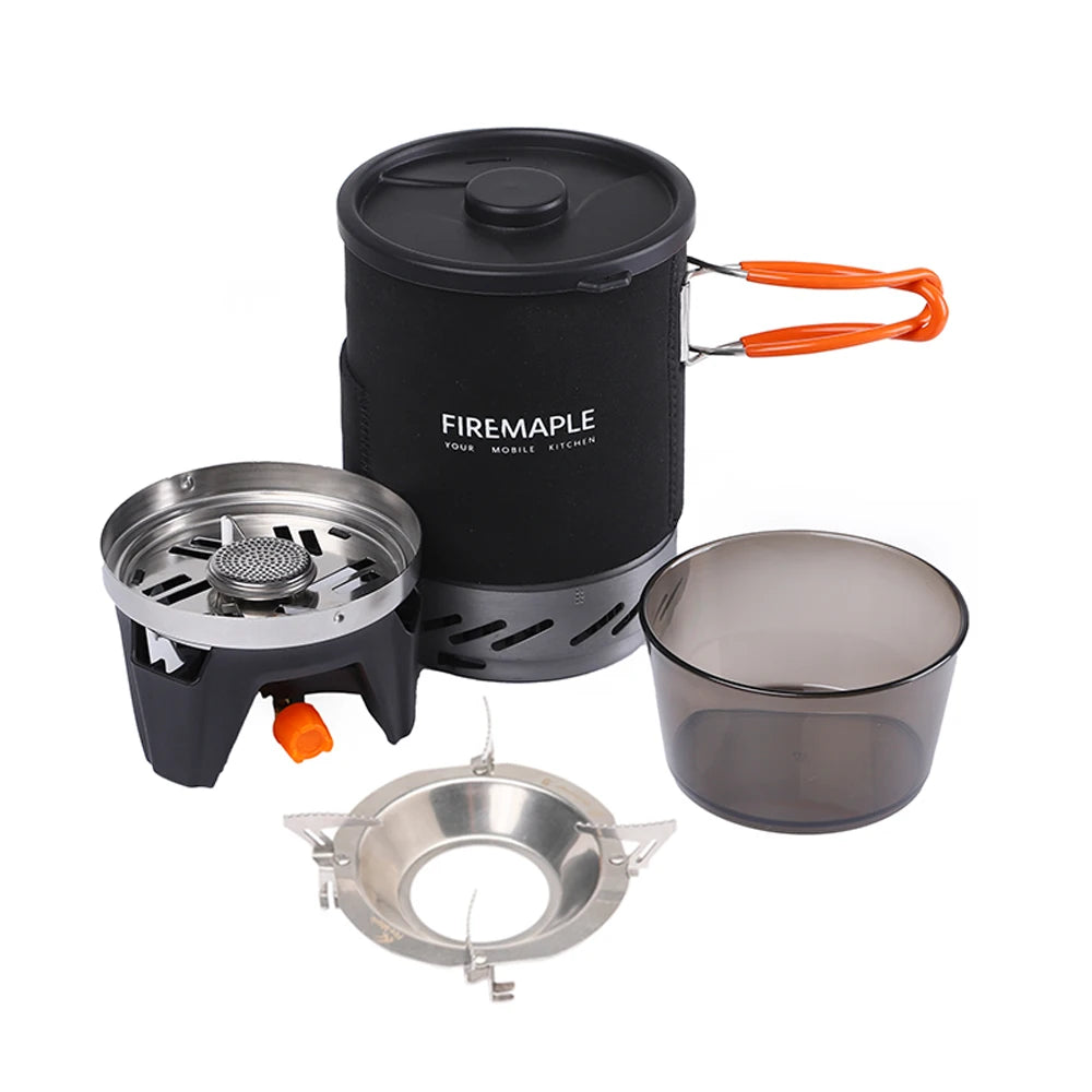 Outdoor Hiking Cooking System With Stove Heat Exchanger Pot Bowl Portable Gas Burners FMS-X1