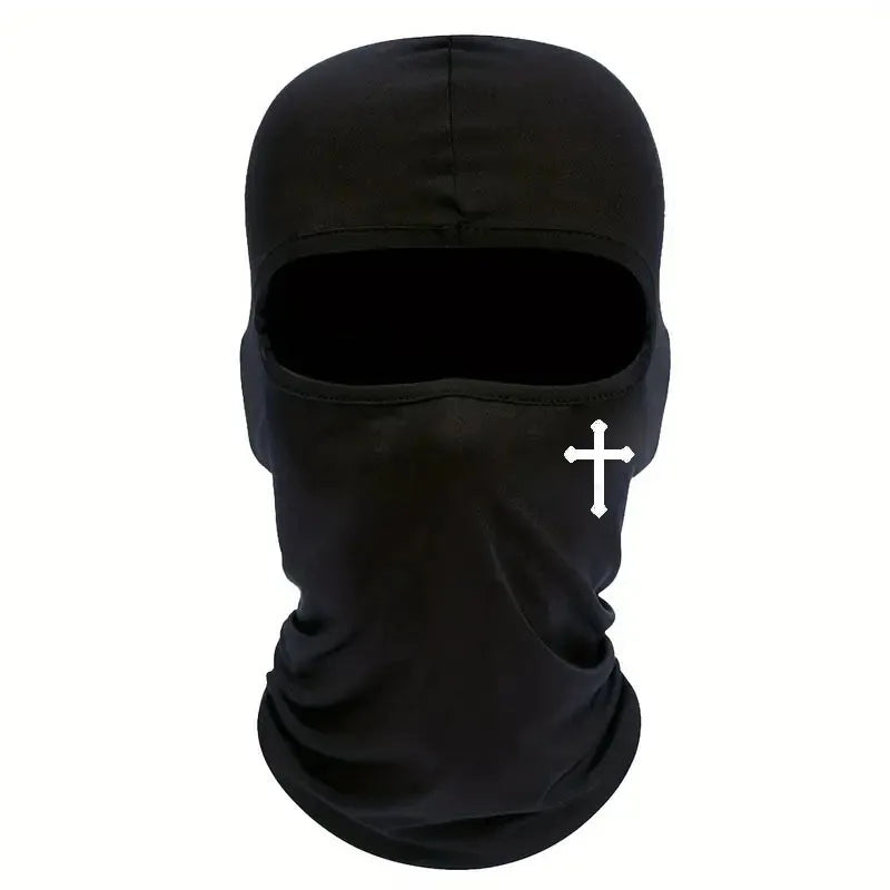 Breathable Black Cross Balaclava Caps for Men Face Ski Mask Beanie Four Seasons Bicycle Hiking Outdoor Sports Tool Bonnet