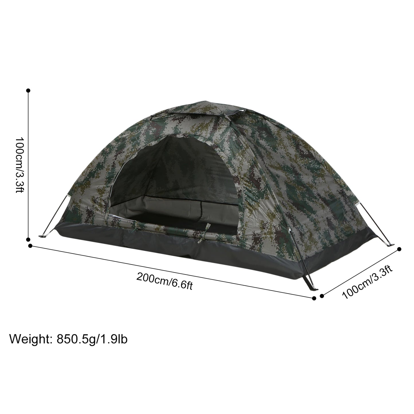 1/2 Person Ultralight Camping Tent Single Layer Portable Hiking Tent Anti-UV Coating UPF 30+ for Outdoor Beach Fishing