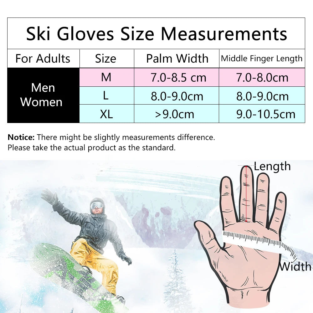 Gloves Waterproof Gloves with Touchscreen Function Thermal Snowboard Gloves Warm Motorcycle Snow Gloves Men Women
