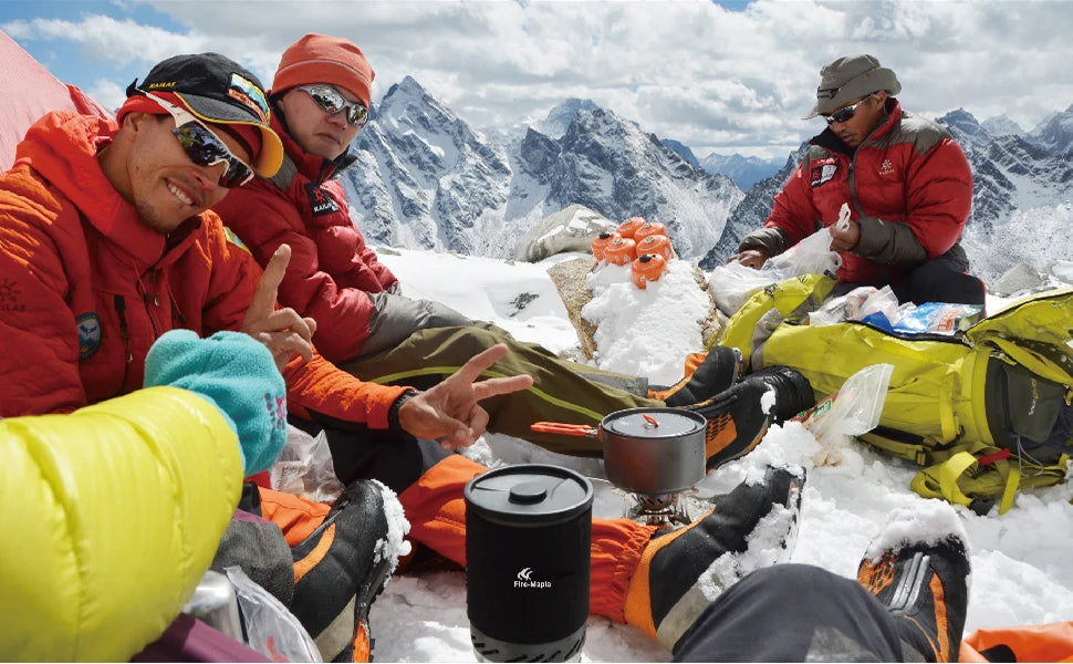 Outdoor Hiking Cooking System With Stove Heat Exchanger Pot Bowl Portable Gas Burners FMS-X1