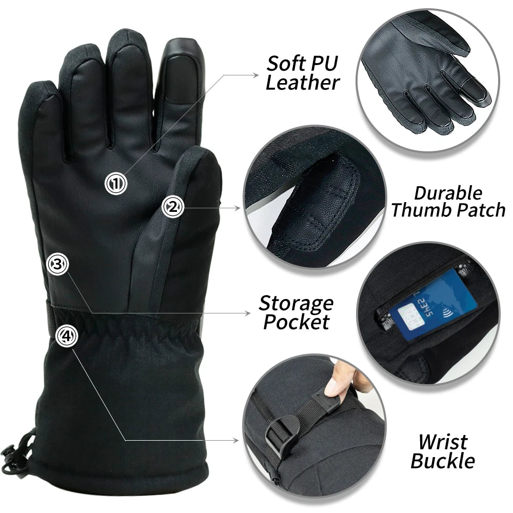Gloves Waterproof Gloves with Touchscreen Function Thermal Snowboard Gloves Warm Motorcycle Snow Gloves Men Women