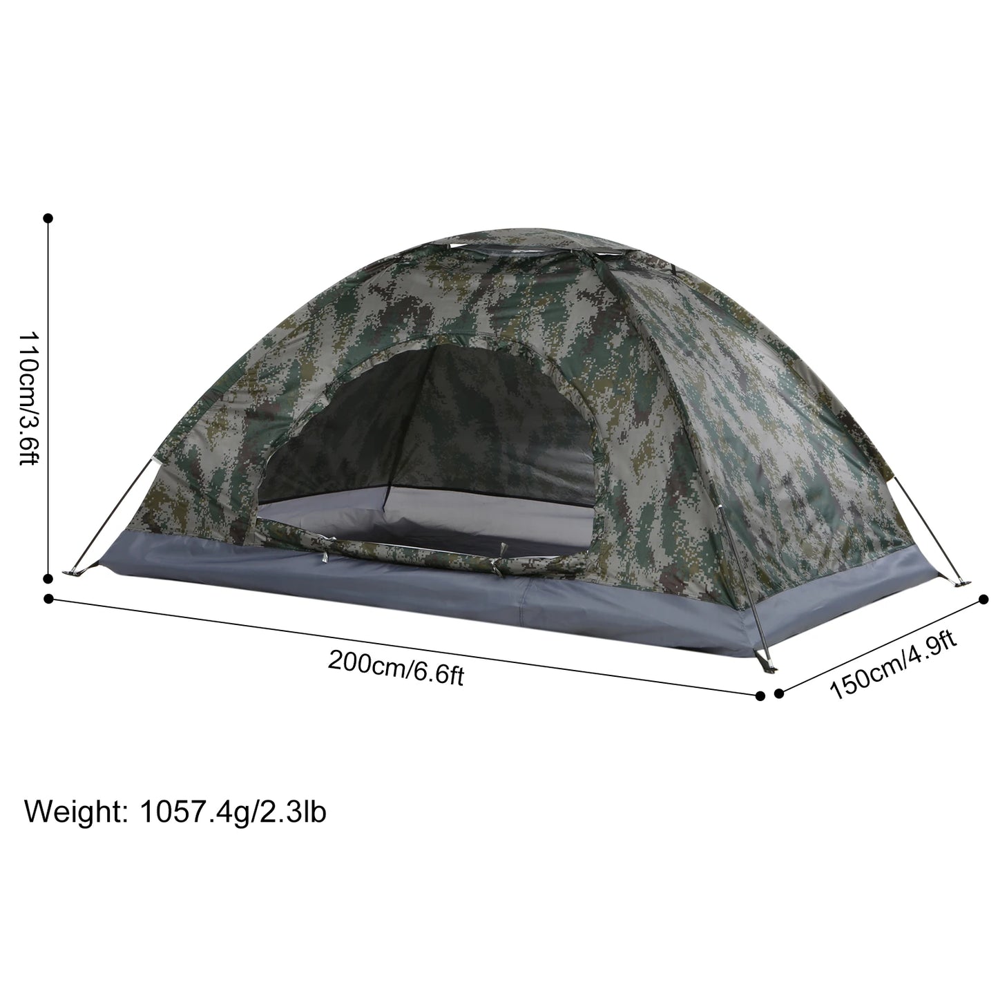 1/2 Person Ultralight Camping Tent Single Layer Portable Hiking Tent Anti-UV Coating UPF 30+ for Outdoor Beach Fishing