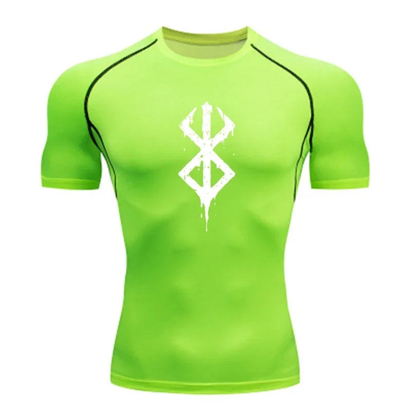 Men's compression Berserker Courage gym T-shirt, running fitness short sleeved summer sports T-shirt