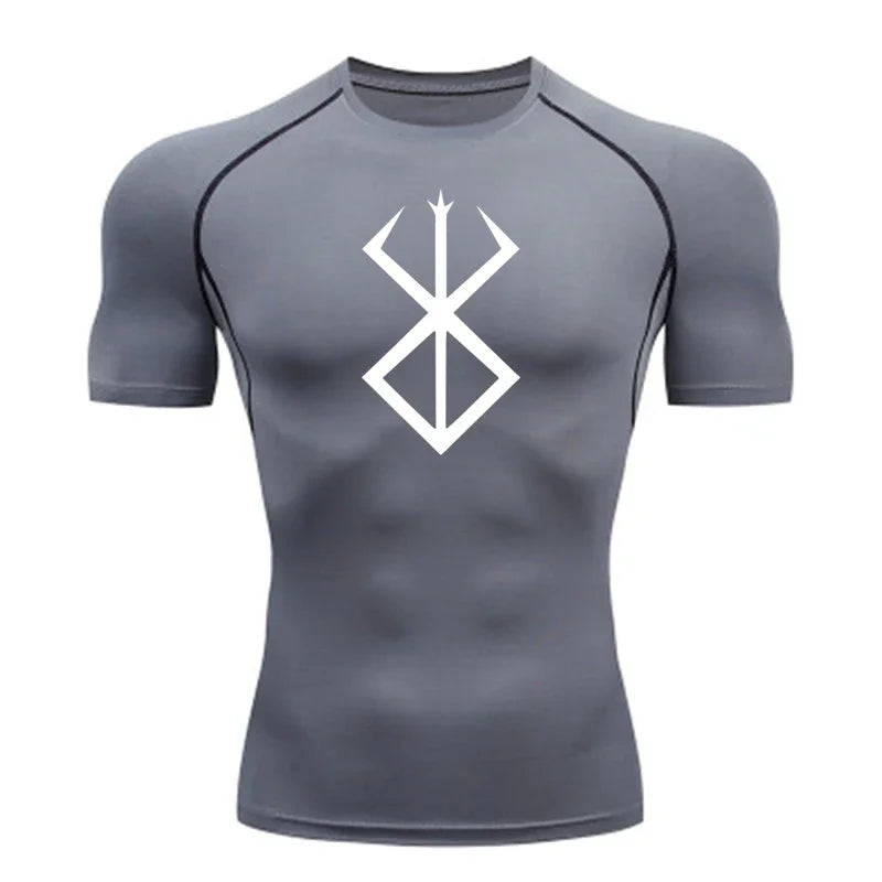 Men's compression Berserker Courage gym T-shirt, running fitness short sleeved summer sports T-shirt