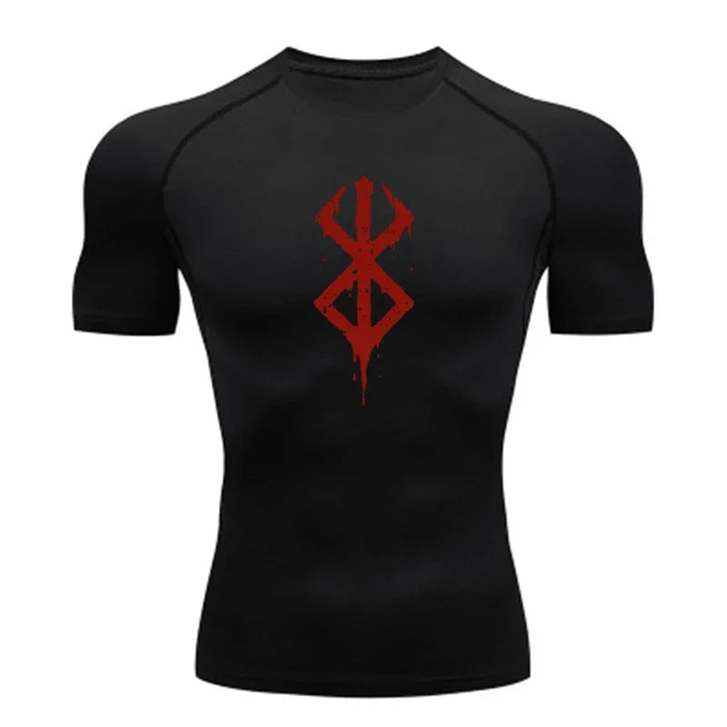 Men's compression Berserker Courage gym T-shirt, running fitness short sleeved summer sports T-shirt