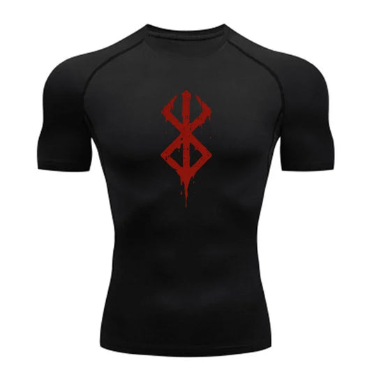 Men's compression Berserker Courage gym T-shirt, running fitness short sleeved summer sports T-shirt