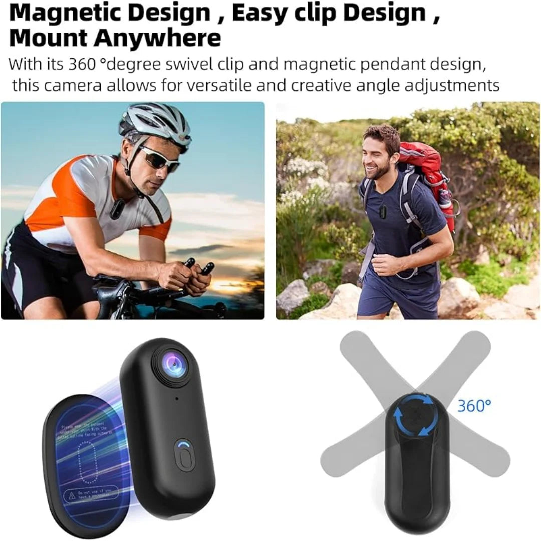 4K Mini WiFi Action Camera Thumb POV Camera Portable Body Cam Wearable Sports Camera with Waterproof Case Cycling Travel