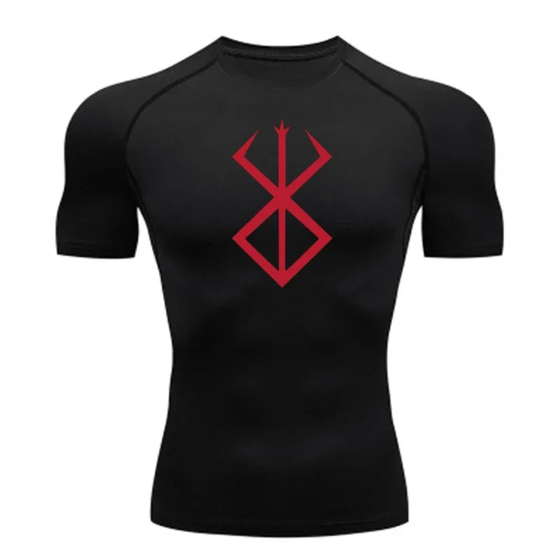 Men's compression Berserker Courage gym T-shirt, running fitness short sleeved summer sports T-shirt