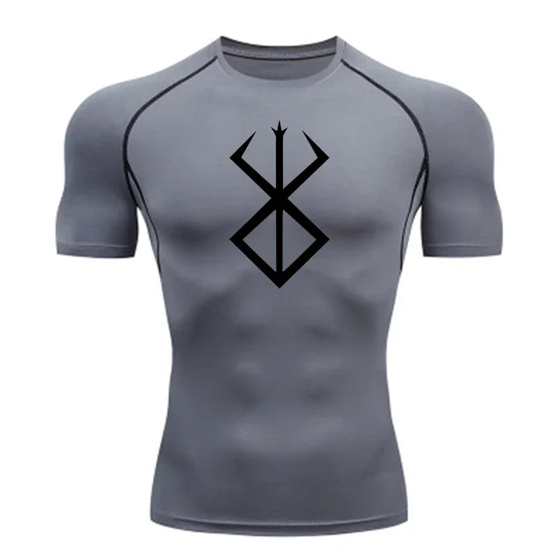 Men's compression Berserker Courage gym T-shirt, running fitness short sleeved summer sports T-shirt