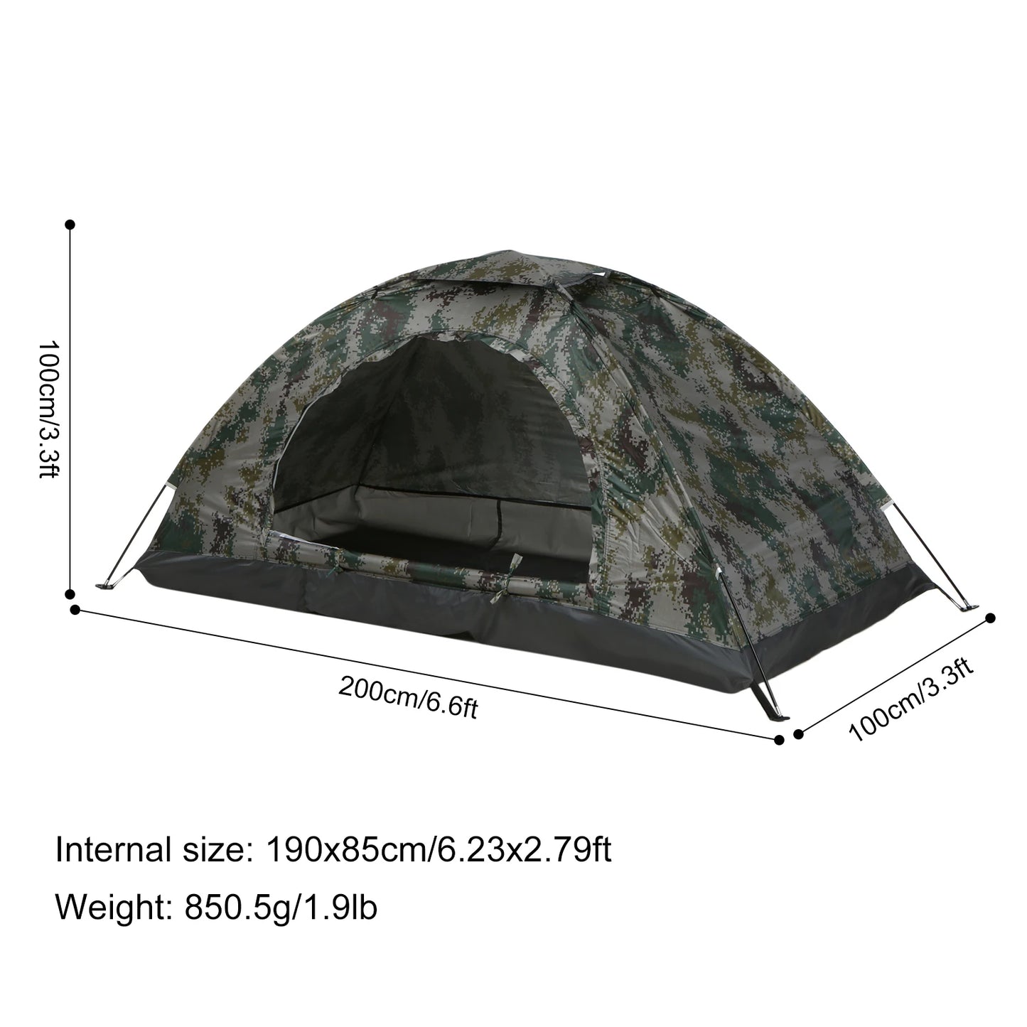 1/2 Person Ultralight Camping Tent Single Layer Portable Hiking Tent Anti-UV Coating UPF 30+ for Outdoor Beach Fishing