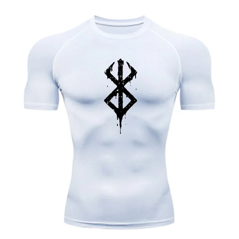Men's compression Berserker Courage gym T-shirt, running fitness short sleeved summer sports T-shirt