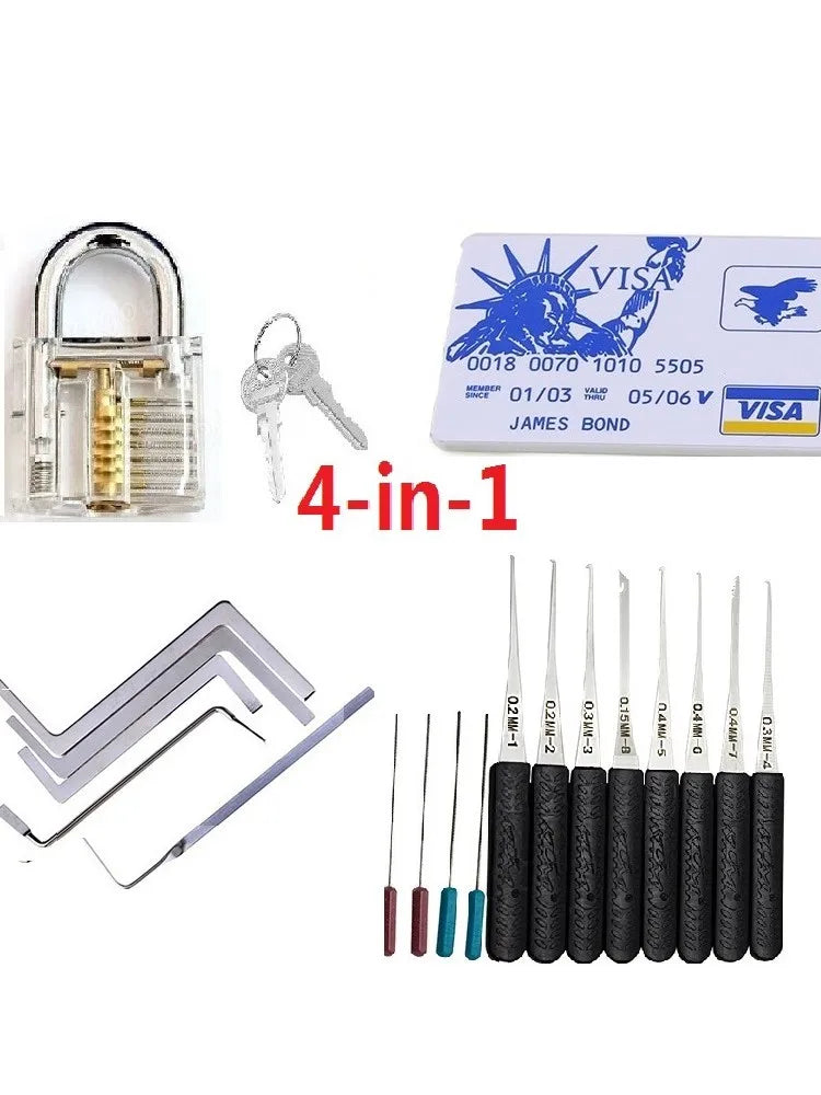 5 in 1 Locksmith Supplies Hand Tools Lock Pick Set Row Tension Wrench Tool Broken Key Auto Extractor Remove Hook Hardware