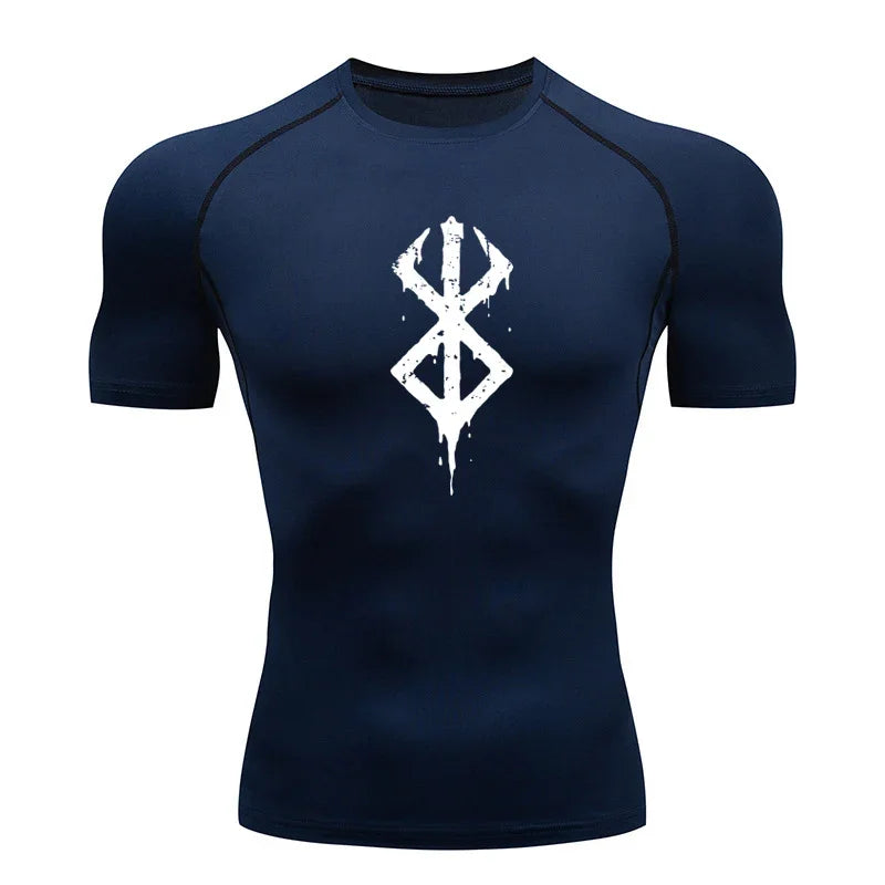 Men's compression Berserker Courage gym T-shirt, running fitness short sleeved summer sports T-shirt