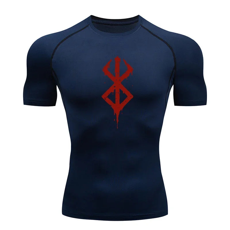 Men's compression Berserker Courage gym T-shirt, running fitness short sleeved summer sports T-shirt