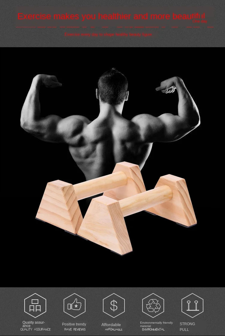 1 Pair Push-Ups Double Rod Stand Gymnastics Calisthenics Handstand Bar Wooden Gym Fitness Tools Training Equipment Double Stand