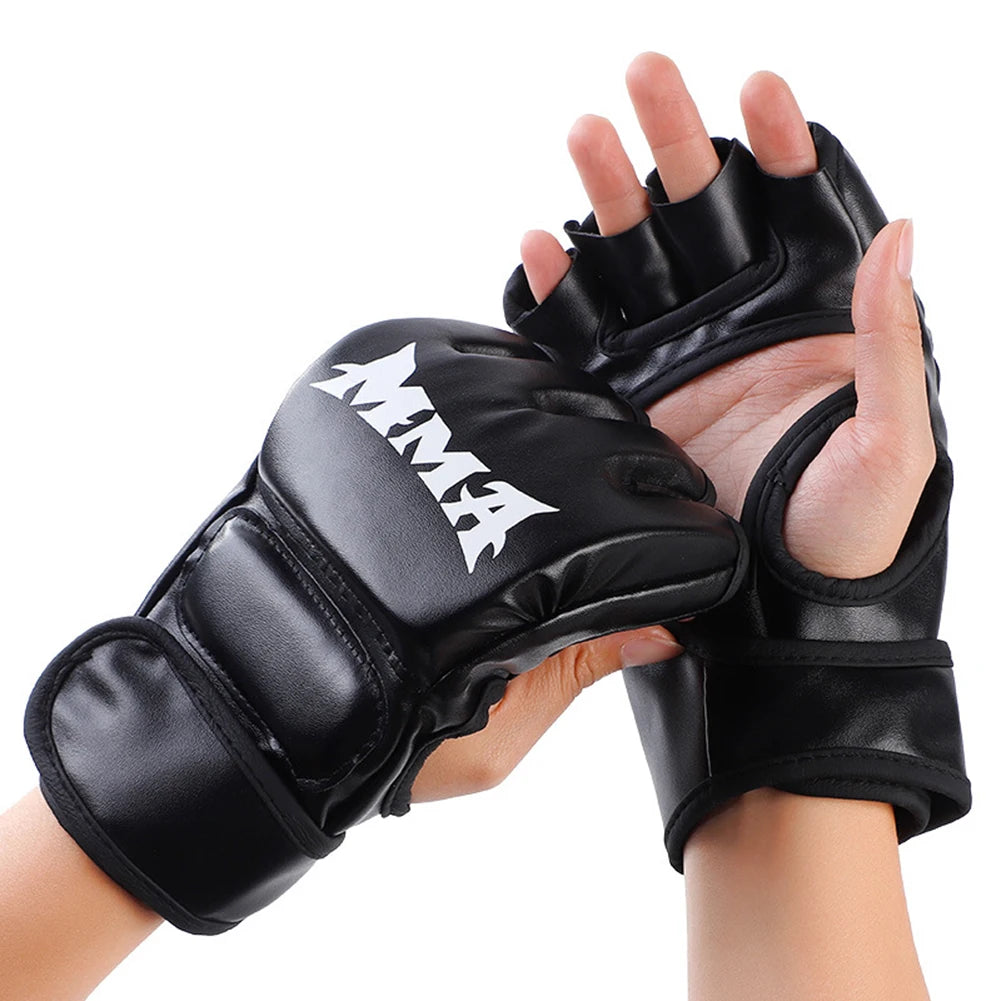 Unisex Heavy Bag Workout Gloves PU Leather Punching Bag Gloves Wear Resistant Adjustable for Boxing Kickboxing Muay Thai MMA