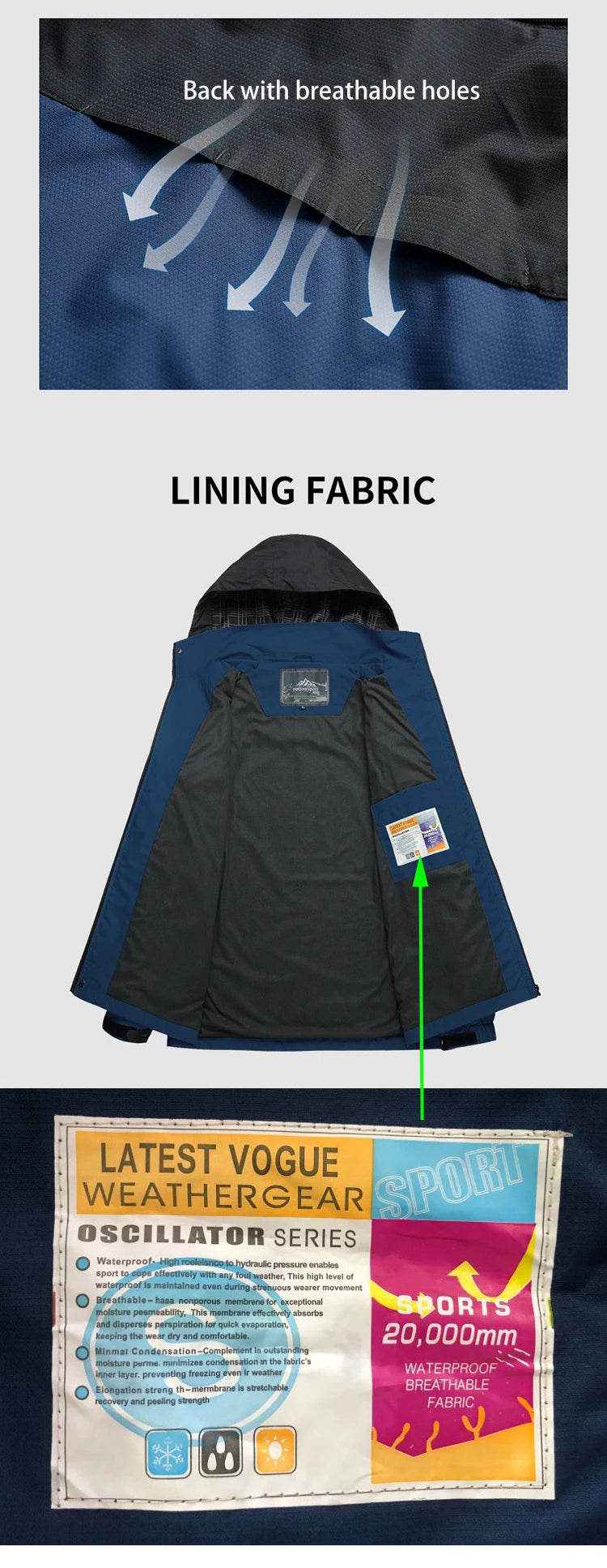 Camping Hiking Jacket Men Autumn Outdoor Sports Coats Climbing Trekking Windbreaker Travel Waterproof Jackets Black