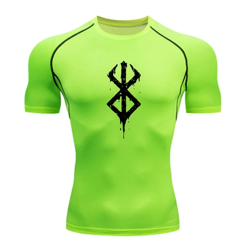 Men's compression Berserker Courage gym T-shirt, running fitness short sleeved summer sports T-shirt