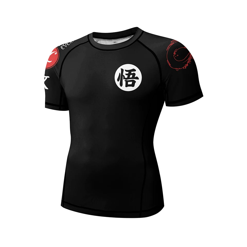 New Rashguard Jiu Jitsu For Men MMA T-shirt +Pant 4PCS/Set Brazilian Grappling Bjj Boxing Sport Compression Clothings MMA Shorts