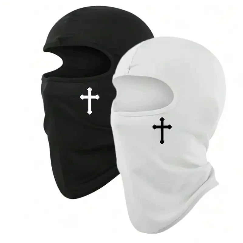 Breathable Black Cross Balaclava Caps for Men Face Ski Mask Beanie Four Seasons Bicycle Hiking Outdoor Sports Tool Bonnet