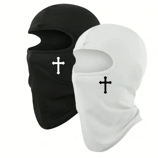 Breathable Black Cross Balaclava Caps for Men Face Ski Mask Beanie Four Seasons Bicycle Hiking Outdoor Sports Tool Bonnet