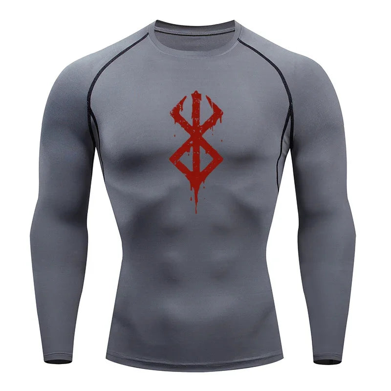 Men's compression Berserker Courage gym T-shirt, running fitness short sleeved summer sports T-shirt