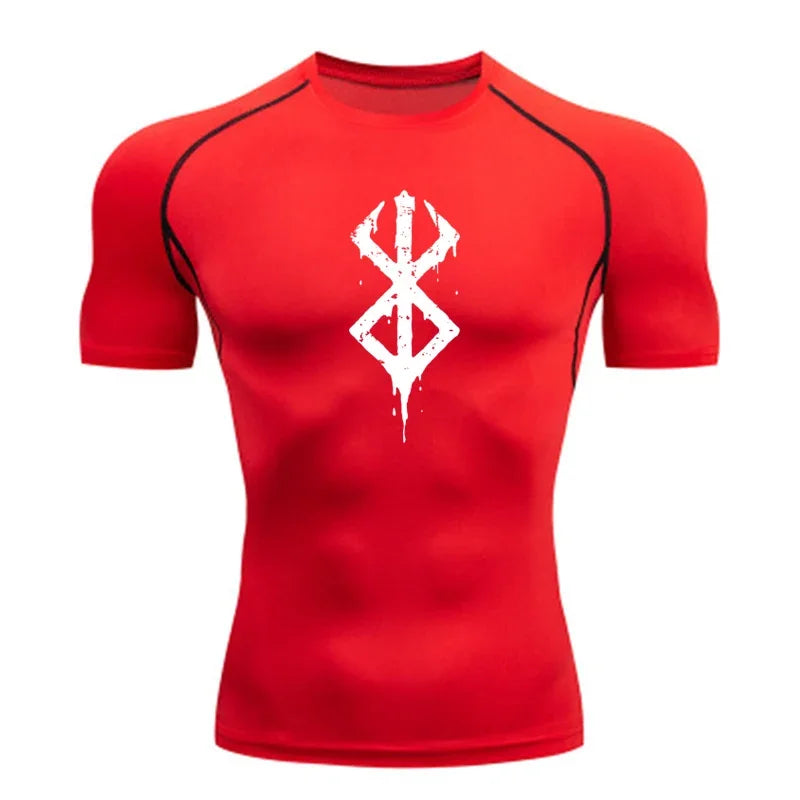 Men's compression Berserker Courage gym T-shirt, running fitness short sleeved summer sports T-shirt
