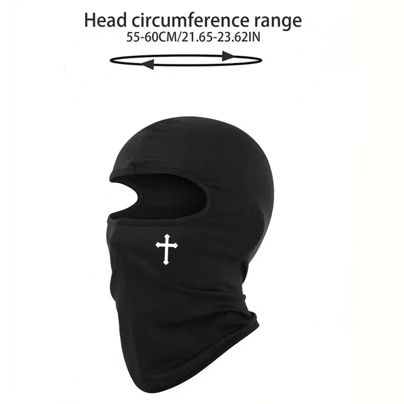 Breathable Black Cross Balaclava Caps for Men Face Ski Mask Beanie Four Seasons Bicycle Hiking Outdoor Sports Tool Bonnet