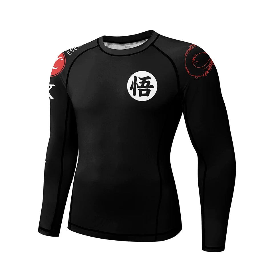 New Rashguard Jiu Jitsu For Men MMA T-shirt +Pant 4PCS/Set Brazilian Grappling Bjj Boxing Sport Compression Clothings MMA Shorts