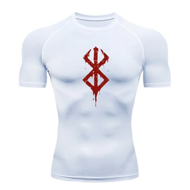Men's compression Berserker Courage gym T-shirt, running fitness short sleeved summer sports T-shirt