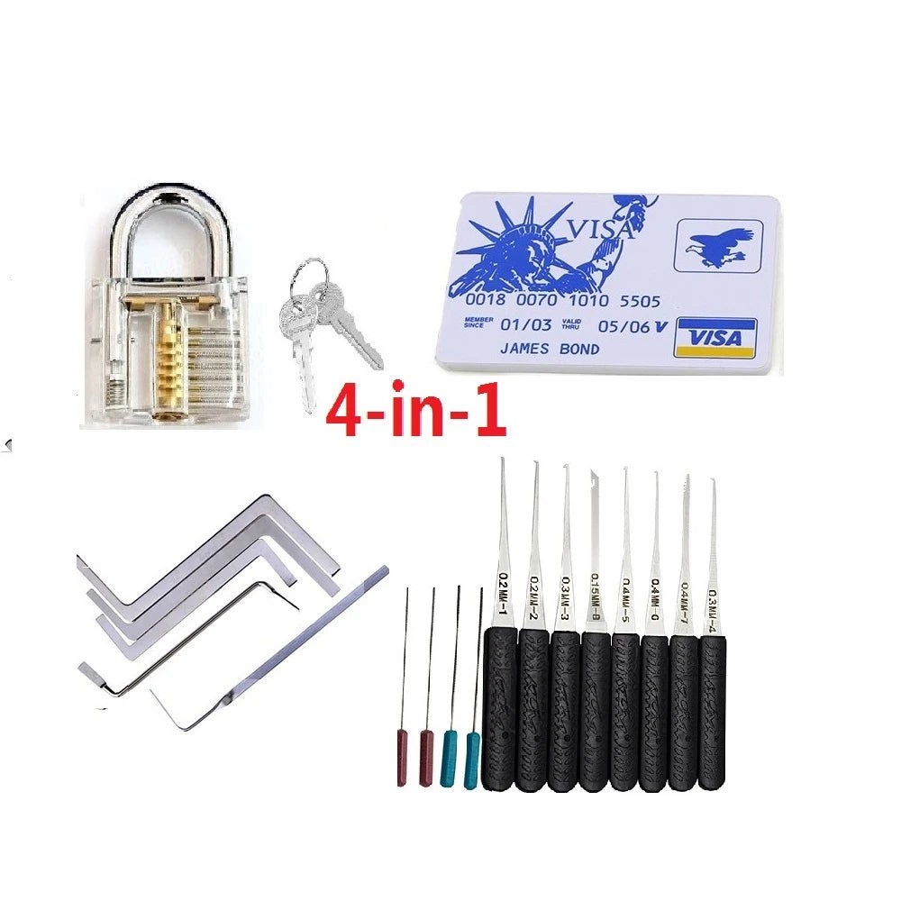 5 in 1 Locksmith Supplies Hand Tools Lock Pick Set Row Tension Wrench Tool Broken Key Auto Extractor Remove Hook Hardware