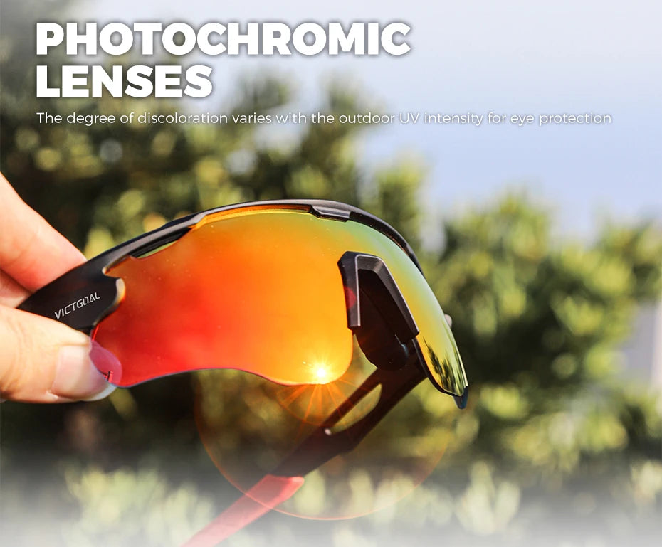 VICTGOAL Photochromic Cycling Sunglasses for Men Women Sports UV400 Protection Bicycle Eyewear MTB Mountain Road Bike Eyeglass