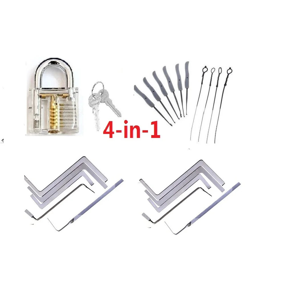 5 in 1 Locksmith Supplies Hand Tools Lock Pick Set Row Tension Wrench Tool Broken Key Auto Extractor Remove Hook Hardware