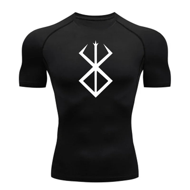 Men's compression Berserker Courage gym T-shirt, running fitness short sleeved summer sports T-shirt