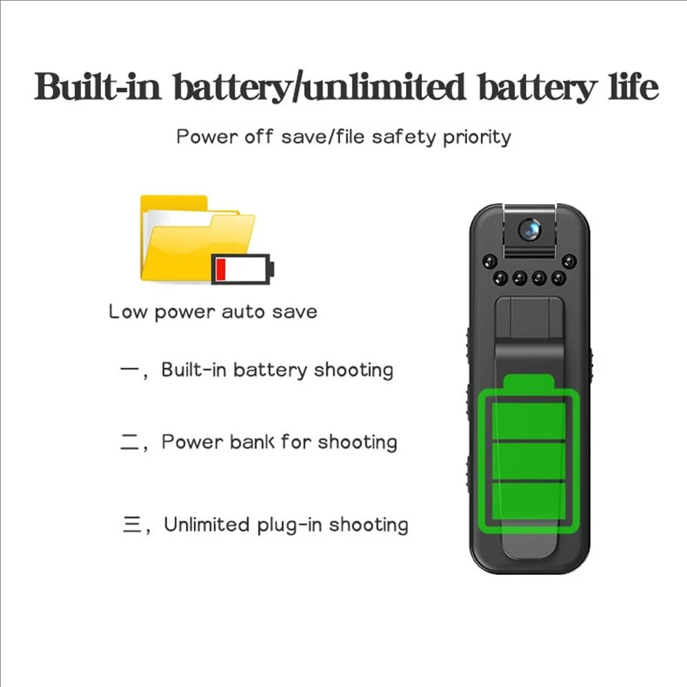 1080P HD Mini Camera Portable Small Digital Video Recorder Surveillance Camcorder Night Vision Video Police BodyCam Infrared