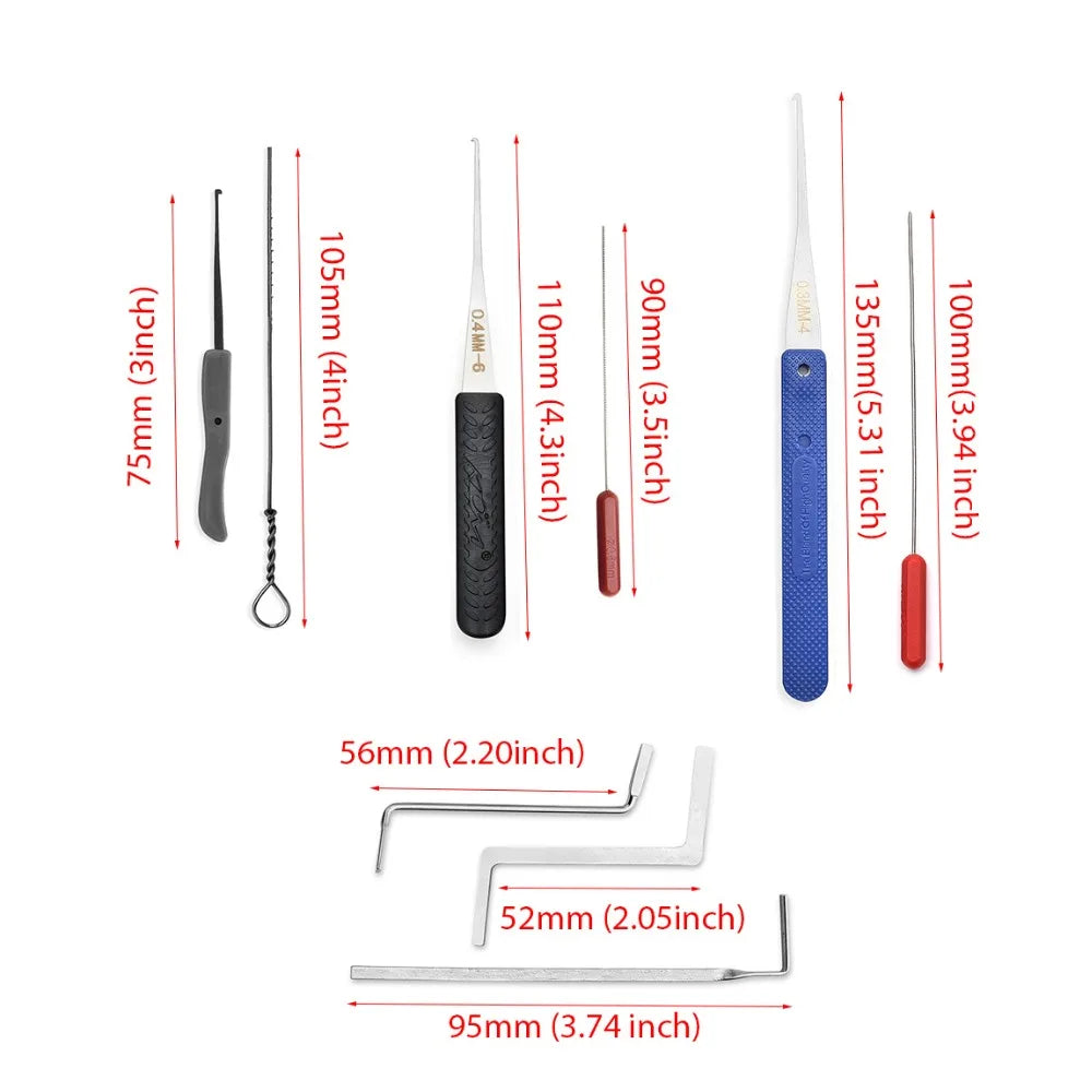 5 in 1 Locksmith Supplies Hand Tools Lock Pick Set Row Tension Wrench Tool Broken Key Auto Extractor Remove Hook Hardware