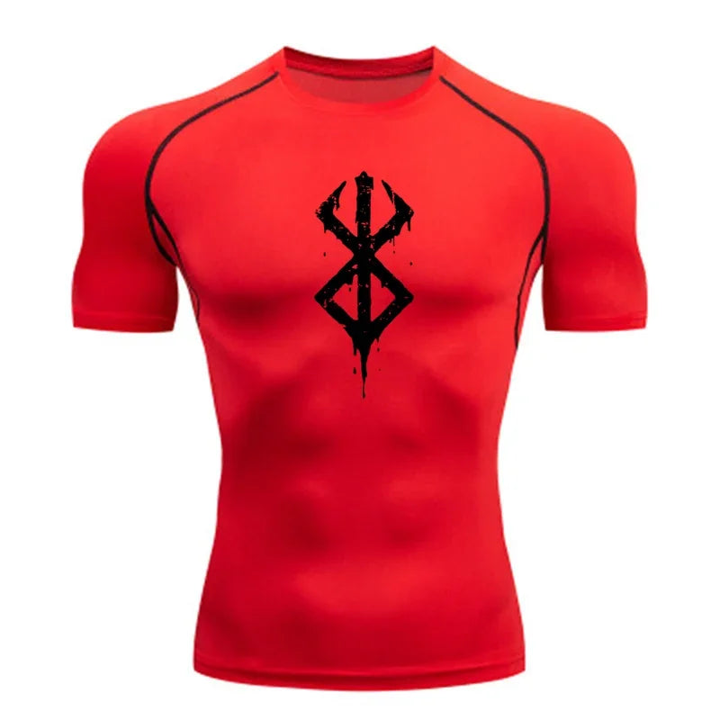 Men's compression Berserker Courage gym T-shirt, running fitness short sleeved summer sports T-shirt