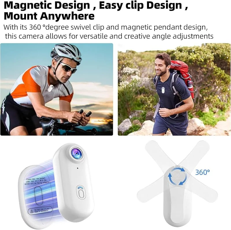 4K Mini WiFi Action Camera Thumb POV Camera Portable Body Cam Wearable Sports Camera with Waterproof Case Cycling Travel