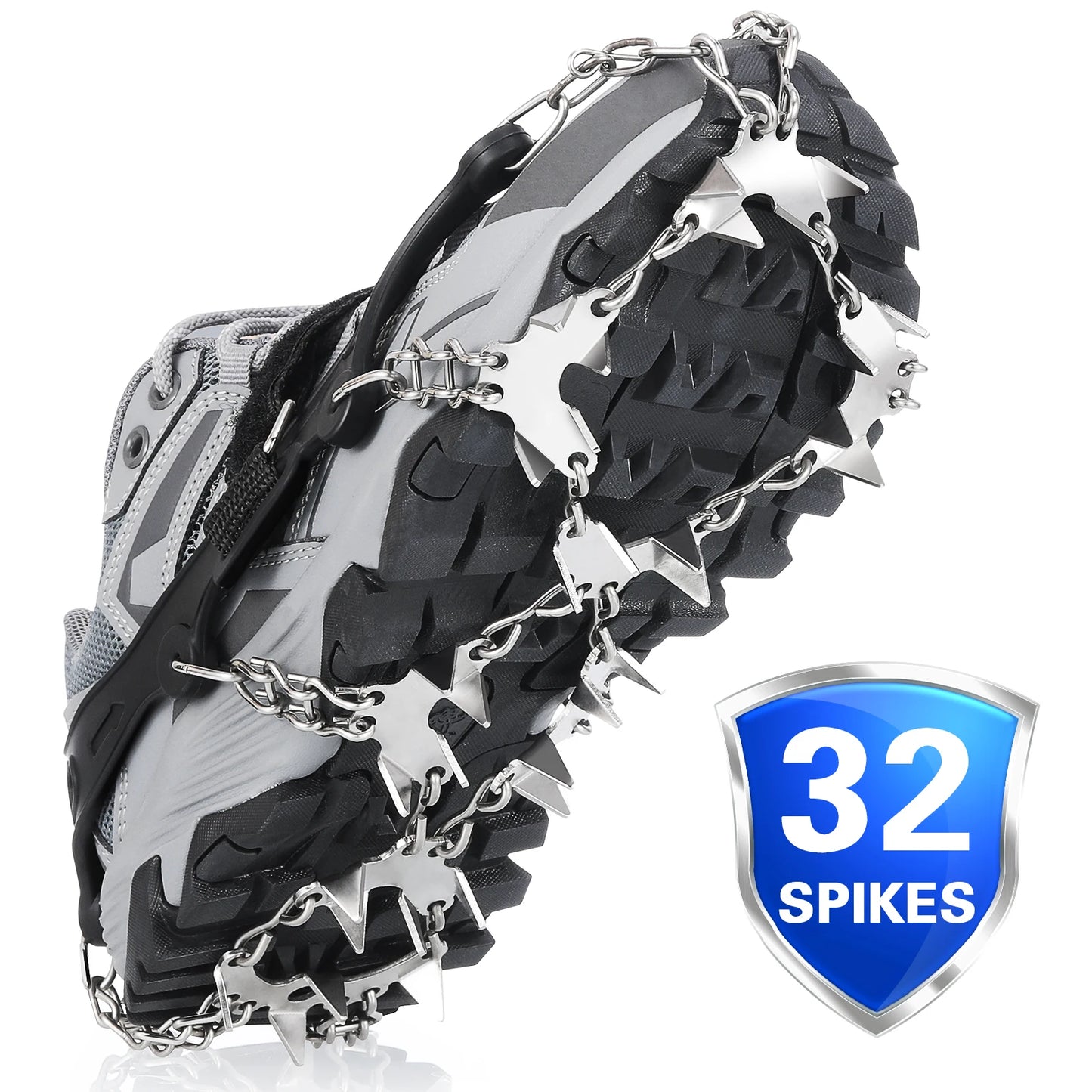 32 Teeth Ice Gripper Spike for Shoes Anti Slip Hiking Climbing Snow Spikes Crampons Cleats Chain Claws Grips Boots Cover