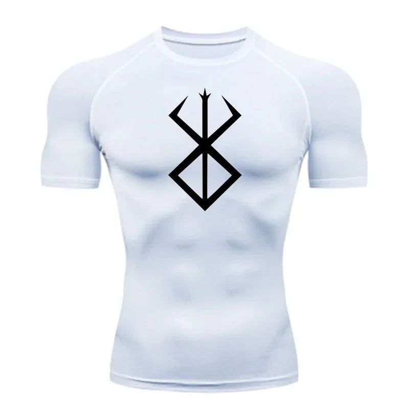 Men's compression Berserker Courage gym T-shirt, running fitness short sleeved summer sports T-shirt