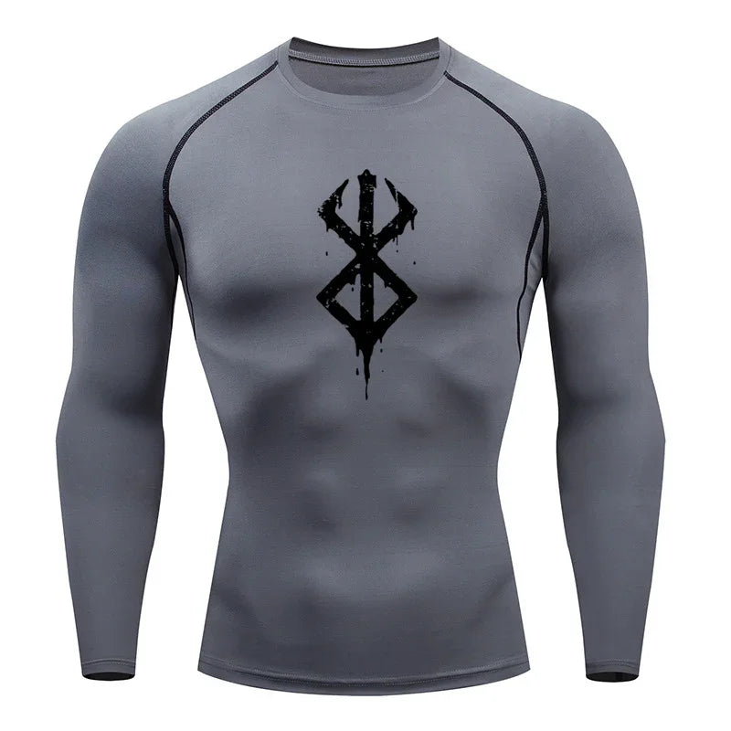 Men's compression Berserker Courage gym T-shirt, running fitness short sleeved summer sports T-shirt