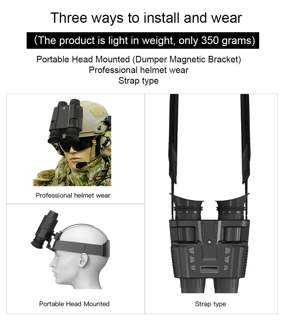 4K 3D Night Vision Binoculars Infrared Head Mounted Night Vision Goggles for Hunting Camping