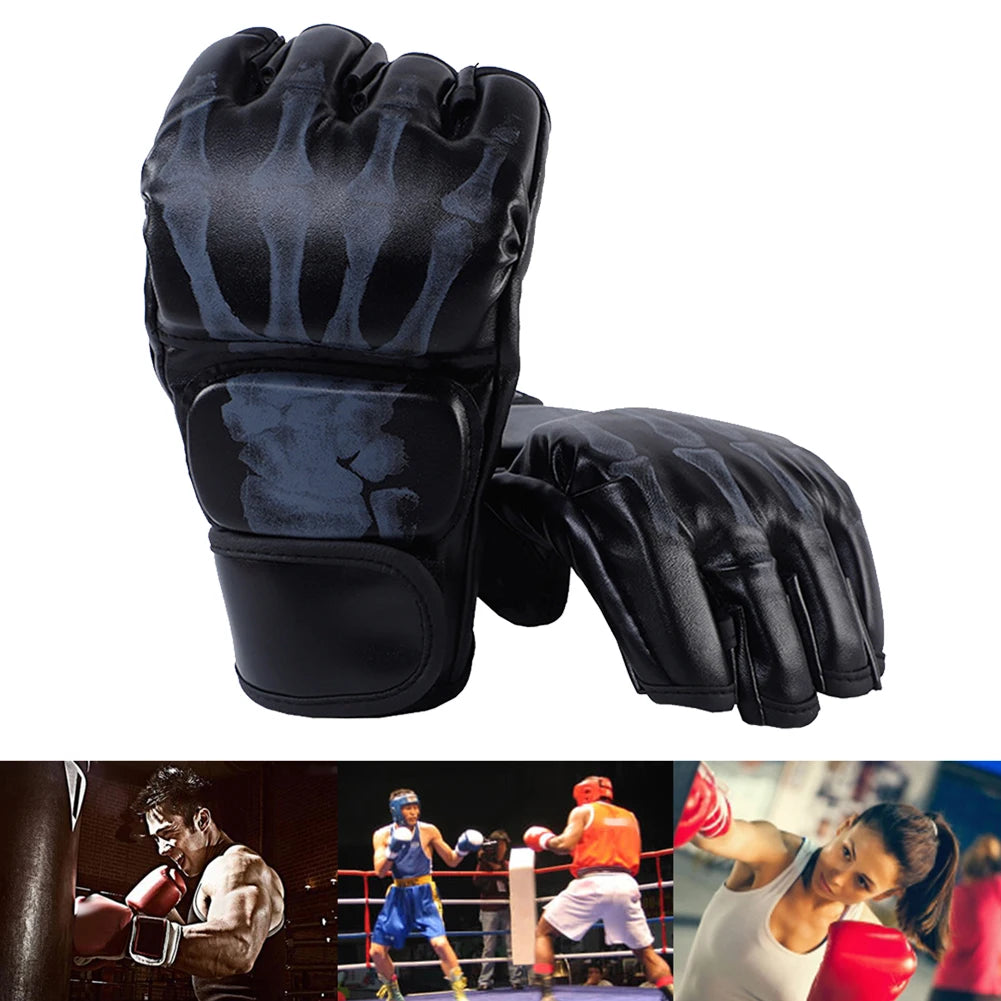 Unisex Heavy Bag Workout Gloves PU Leather Punching Bag Gloves Wear Resistant Adjustable for Boxing Kickboxing Muay Thai MMA