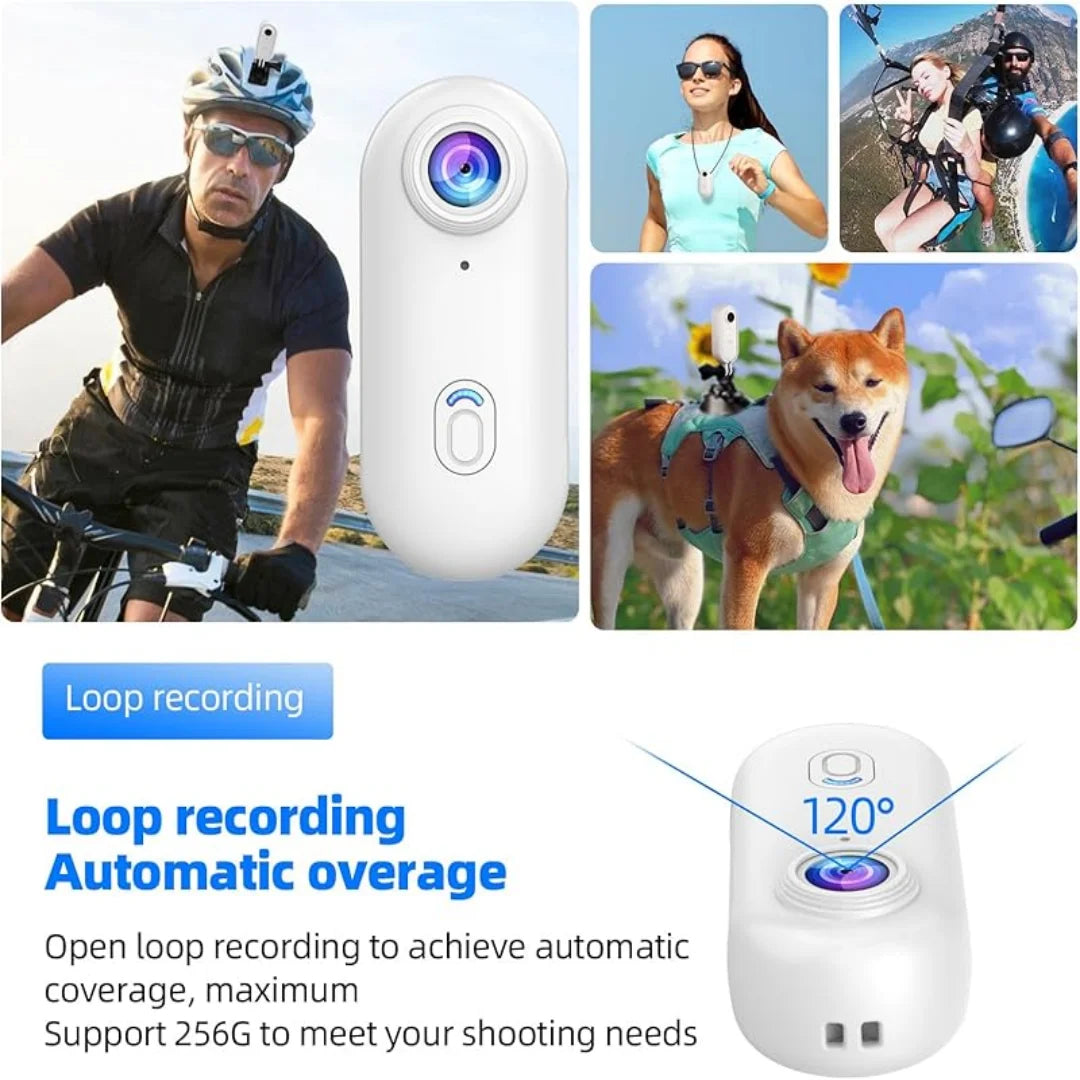 4K Mini WiFi Action Camera Thumb POV Camera Portable Body Cam Wearable Sports Camera with Waterproof Case Cycling Travel