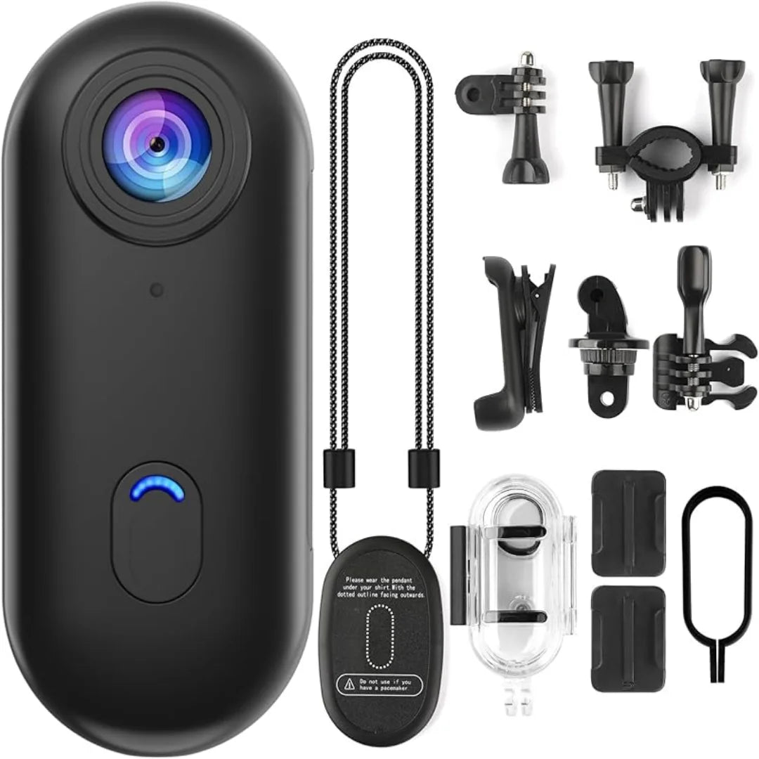 4K Mini WiFi Action Camera Thumb POV Camera Portable Body Cam Wearable Sports Camera with Waterproof Case Cycling Travel