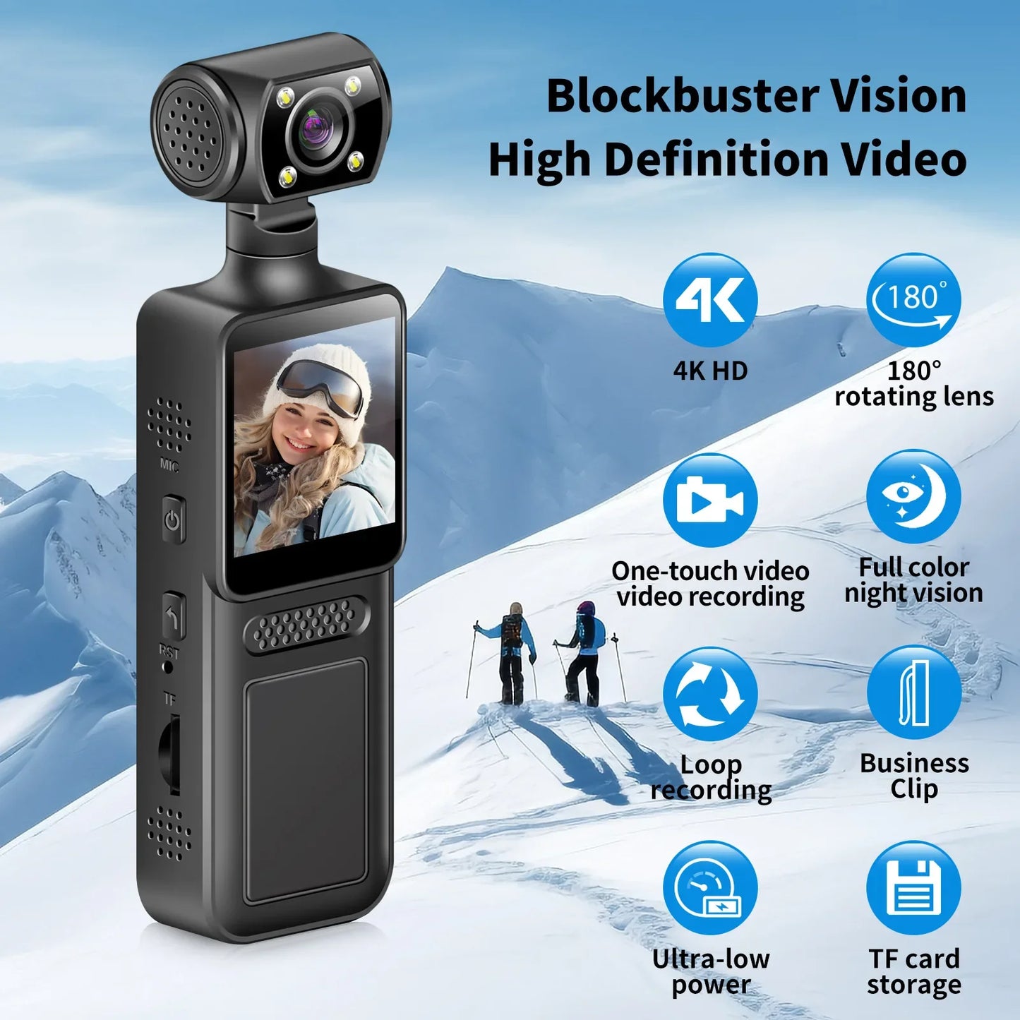 Mini Camera 1080P HD  Wearable Night Vision Sports DV Digital Video Fitness Enthusiast Recorder 360 Rotating Pocket Camera