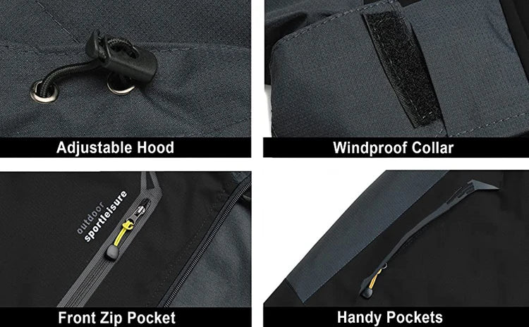 Camping Hiking Jacket Men Autumn Outdoor Sports Coats Climbing Trekking Windbreaker Travel Waterproof Jackets Black