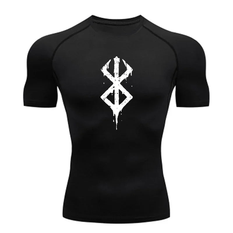 Men's compression Berserker Courage gym T-shirt, running fitness short sleeved summer sports T-shirt